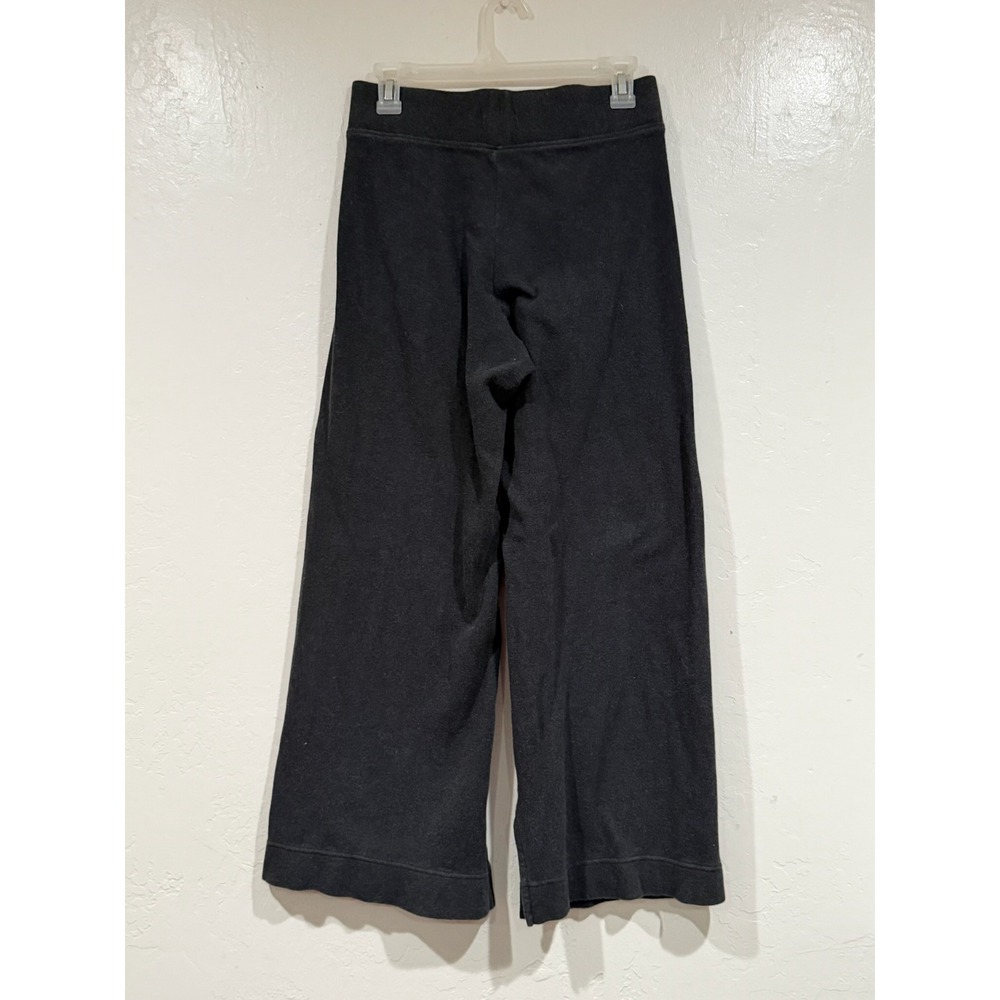 Pact Organic Cotton Wide Leg Pants Charcoal Grey Side Slit Cropped Lounge Size M - Picture 3 of 8